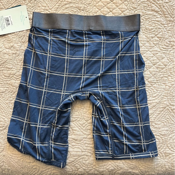 NWT 8-inch Dress Blues Windowpane Second Skin Boxer Brief by Tommy John, Small - Picture 2 of 4